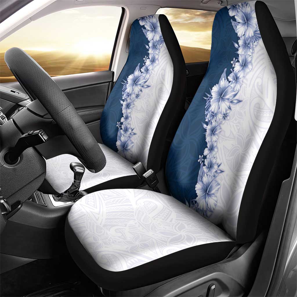 Hawaii Hibiscus Flowers Car Seat Cover Blue Polynesian Pattern