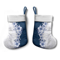 Hawaii Hibiscus Flowers Christmas Stocking Blue Polynesian Pattern
