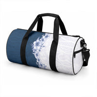 Hawaii Hibiscus Flowers Duffle Bag Blue Polynesian Pattern