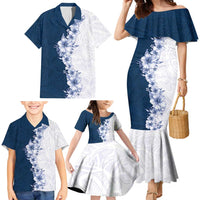 Hawaii Hibiscus Flowers Family Matching Mermaid Dress and Hawaiian Shirt Blue Polynesian Pattern LT05 - Polynesian Pride