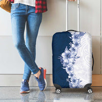 Hawaii Hibiscus Flowers Luggage Cover Blue Polynesian Pattern