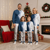 Hawaii Hibiscus Flowers Christmas Pajama Set Blue Polynesian Pattern