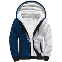 Hawaii Hibiscus Flowers Sherpa Hoodie Blue Polynesian Pattern