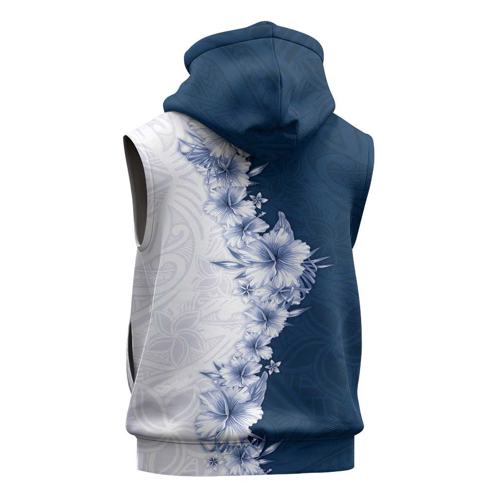 Hawaii Hibiscus Flowers Sleeveless Zip Hoodie Blue Polynesian Pattern LT05 - Polynesian Pride