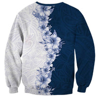 Hawaii Hibiscus Flowers Sweatshirt Blue Polynesian Pattern LT05 - Polynesian Pride