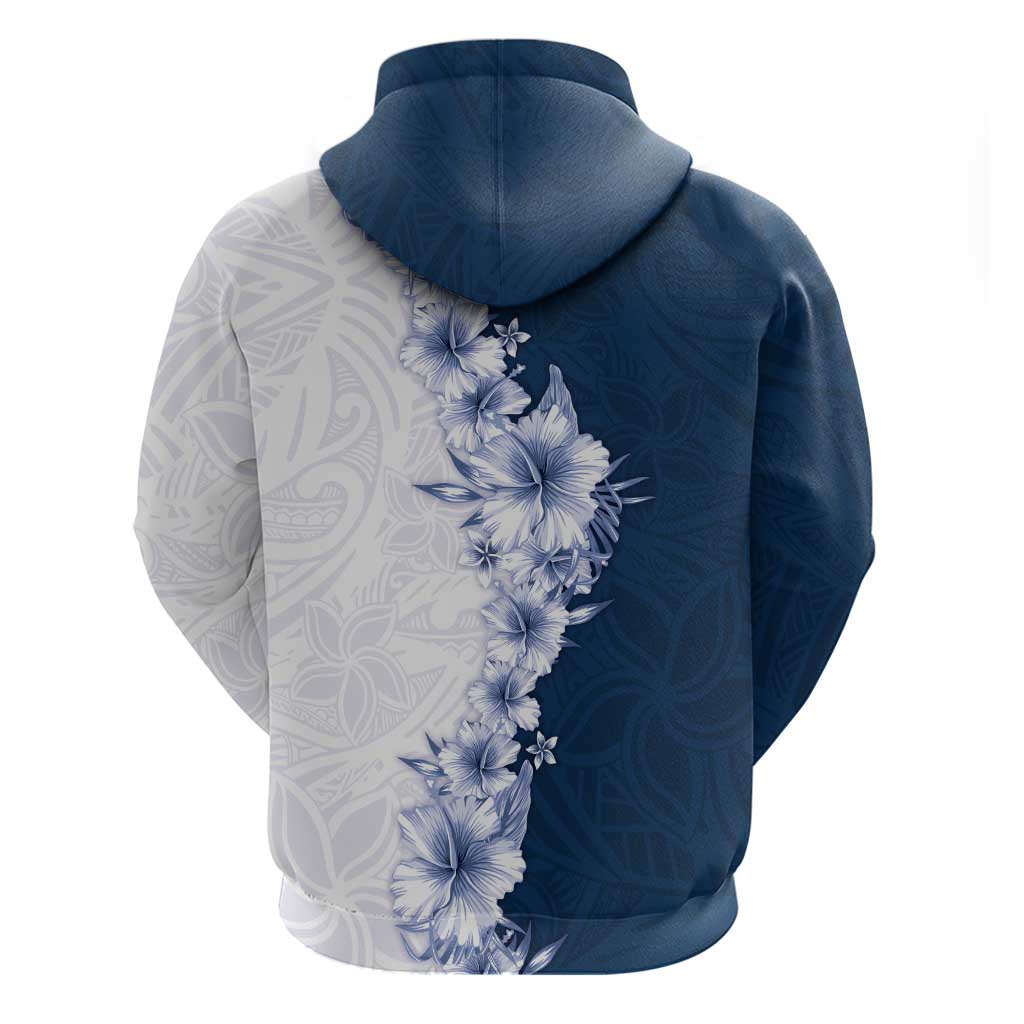 Hawaii Hibiscus Flowers Zip Hoodie Blue Polynesian Pattern LT05 - Polynesian Pride