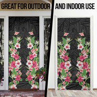 Hawaii Tropical Flowers Door Cover Black Polynesian Tattoo Art LT05 - Polynesian Pride