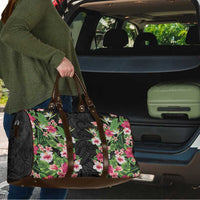 Hawaii Tropical Flowers Travel Bag Black Polynesian Tattoo Art LT05 - Polynesian Pride