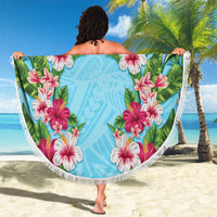 Hawaii Tropical Flowers Beach Blanket Sky Blue Polynesian Tattoo Art LT05 - Polynesian Pride