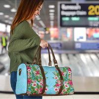 Hawaii Tropical Flowers Travel Bag Sky Blue Polynesian Tattoo Art LT05 - Polynesian Pride