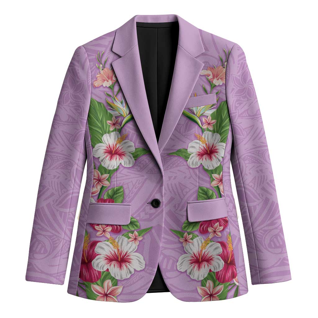 Hawaii Tropical Flowers Blazer Lavender Polynesian Tattoo Art