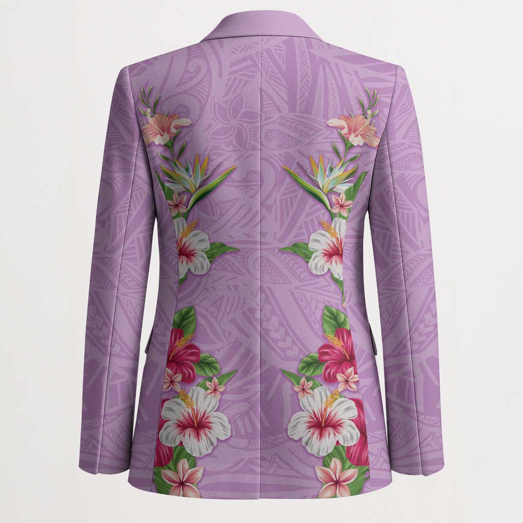 Hawaii Tropical Flowers Blazer Lavender Polynesian Tattoo Art