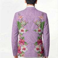 Hawaii Tropical Flowers Blazer Lavender Polynesian Tattoo Art