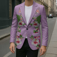 Hawaii Tropical Flowers Blazer Lavender Polynesian Tattoo Art