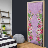 Hawaii Tropical Flowers Door Cover Lavender Polynesian Tattoo Art