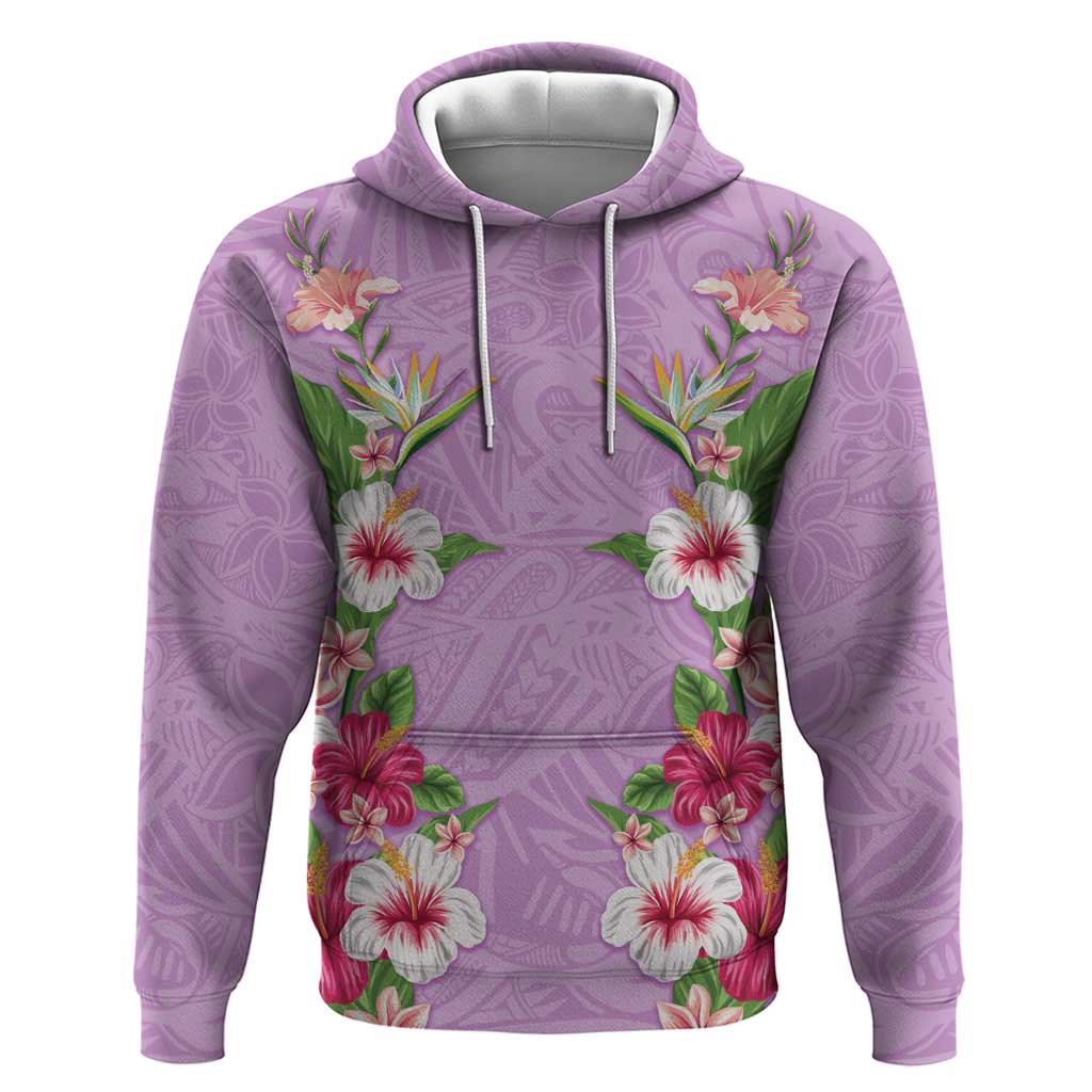 Hawaii Tropical Flowers Hoodie Lavender Polynesian Tattoo Art LT05 Pullover Hoodie Lavender - Polynesian Pride