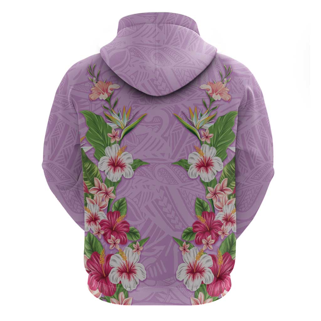 Hawaii Tropical Flowers Hoodie Lavender Polynesian Tattoo Art LT05 - Polynesian Pride