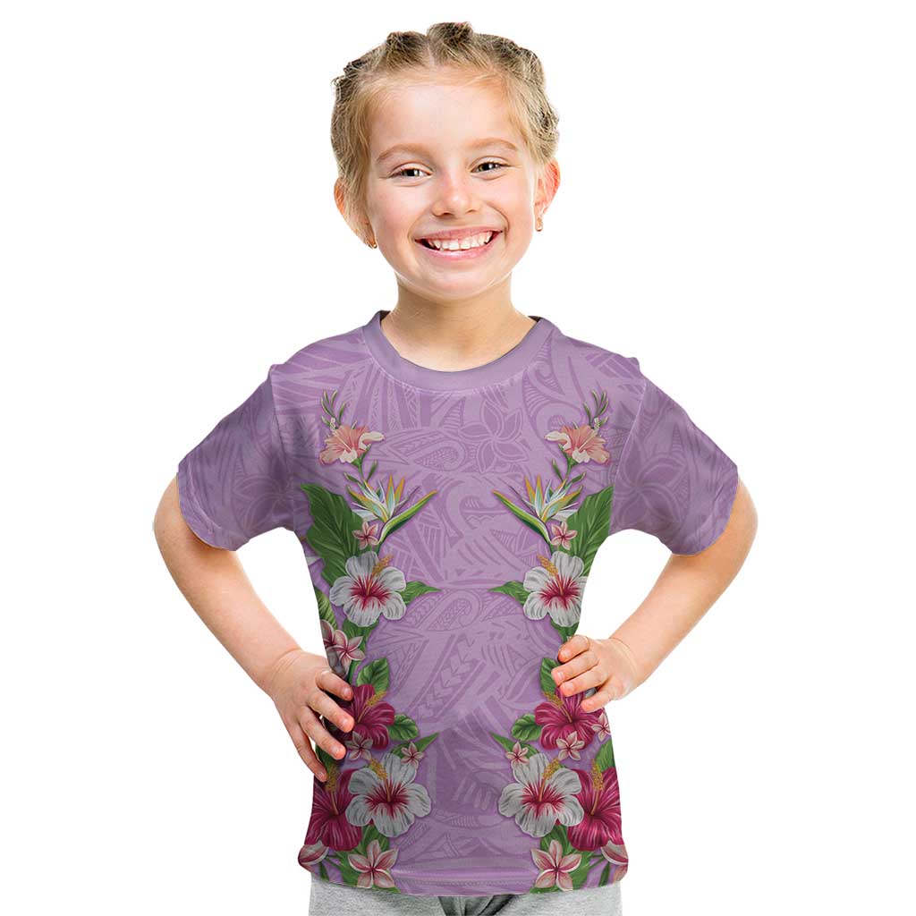 Hawaii Tropical Flowers Kid T Shirt Lavender Polynesian Tattoo Art LT05 Lavender - Polynesian Pride