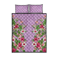 Hawaii Tropical Flowers Quilt Bed Set Lavender Polynesian Tattoo Art LT05 - Polynesian Pride