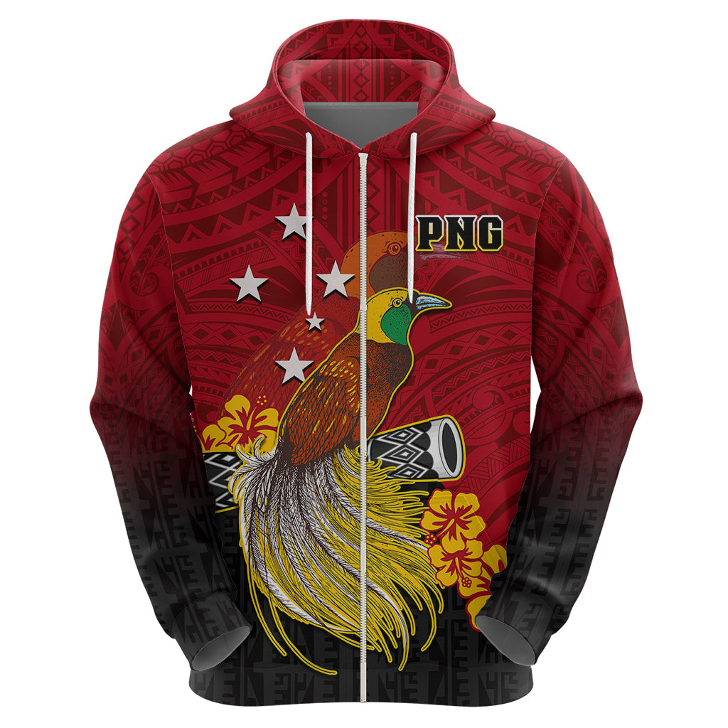 Personalized Papua New Guinea Hoodie Bird Of Paradise Hibiscus With Motuan Pattern LT05 - Polynesian Pride