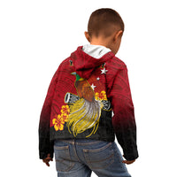 Personalized Papua New Guinea Kid Hoodie Bird Of Paradise Hibiscus With Motuan Pattern LT05 - Polynesian Pride