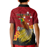 Personalized Papua New Guinea Kid Polo Shirt Bird Of Paradise Hibiscus With Motuan Pattern LT05 - Polynesian Pride