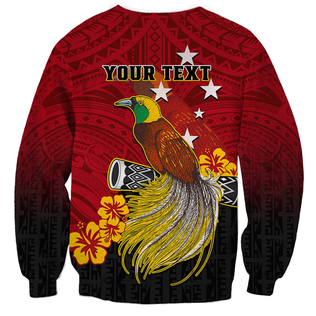 Personalized Papua New Guinea Sweatshirt Bird Of Paradise Hibiscus With Motuan Pattern LT05 - Polynesian Pride