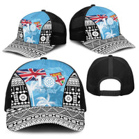 Fiji Day 2026 Baseball Net Cap Masi Tapa Pattern With Palm Tree