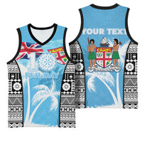 Personalised Fiji Day 2026 Basketball Jersey Masi Tapa Pattern With Palm Tree LT05 - Polynesian Pride