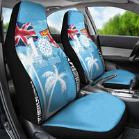 Fiji Day 2026 Car Seat Cover Masi Tapa Pattern With Palm Tree LT05 - Polynesian Pride