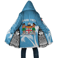 Personalised Fiji Day 2026 Cloak Masi Tapa Pattern With Palm Tree LT05 Unisex Blue - Polynesian Pride