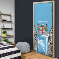 Personalised Fiji Day 2026 Door Cover Masi Tapa Pattern With Palm Tree LT05 - Polynesian Pride