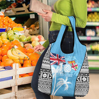 Fiji Day 2026 Grocery Bag Masi Tapa Pattern With Palm Tree LT05 - Polynesian Pride