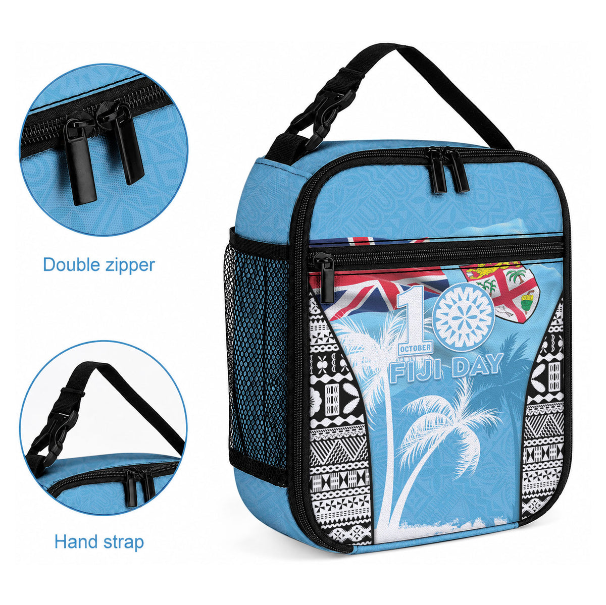 Fiji Day 2026 Lunch Bag Masi Tapa Pattern With Palm Tree