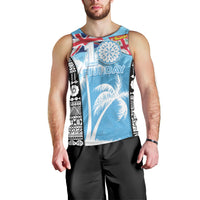 Personalised Fiji Day 2026 Men Tank Top Masi Tapa Pattern With Palm Tree LT05 - Polynesian Pride