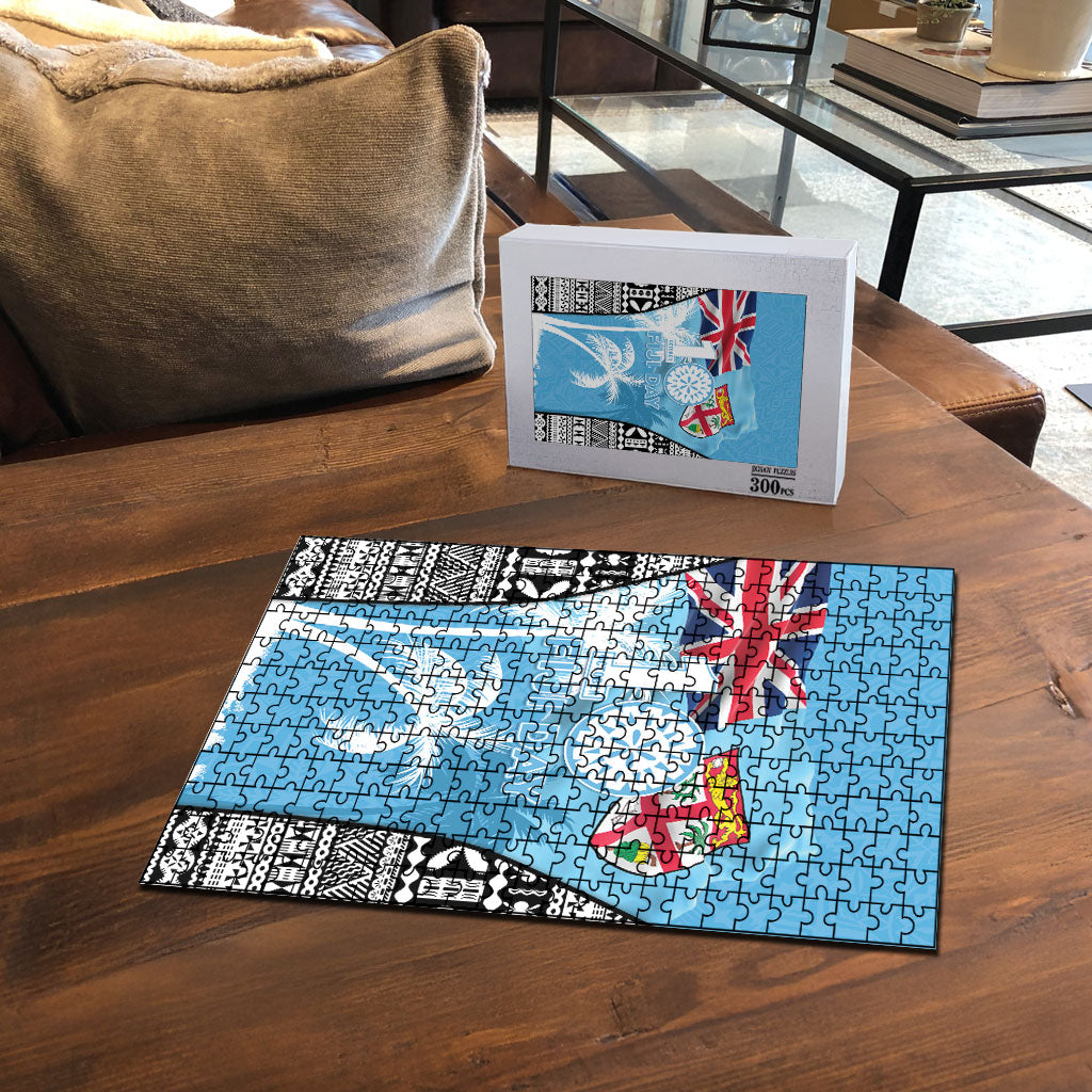Fiji Day 2026 Puzzle Masi Tapa Pattern With Palm Tree LT05 - Polynesian Pride