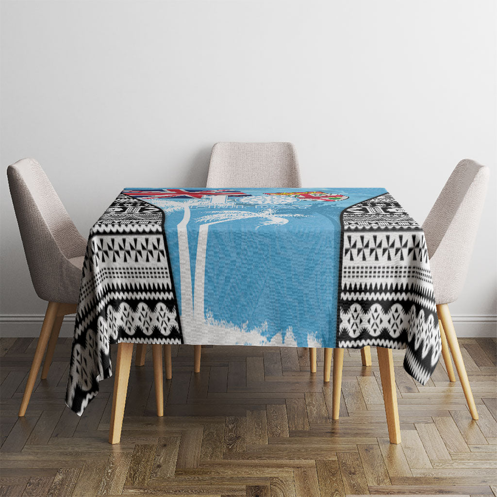 Fiji Day 2026 Tablecloth Masi Tapa Pattern With Palm Tree LT05 - Polynesian Pride