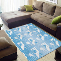 Bula Fiji Area Rug Blue Makare Masi Tapa Pattern LT05 - Polynesian Pride