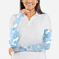 Bula Fiji Arm Sleeves Blue Makare Masi Tapa Pattern LT05 - Polynesian Pride