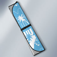 Bula Fiji Auto Sun Shade Blue Makare Masi Tapa Pattern LT05 - Polynesian Pride