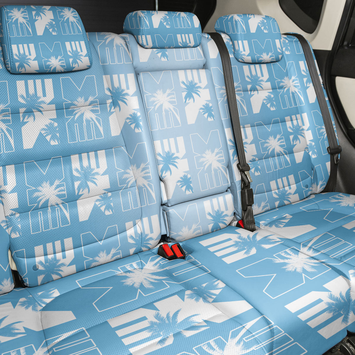 Bula Fiji Back Car Seat Cover Blue Makare Masi Tapa Pattern LT05 - Polynesian Pride