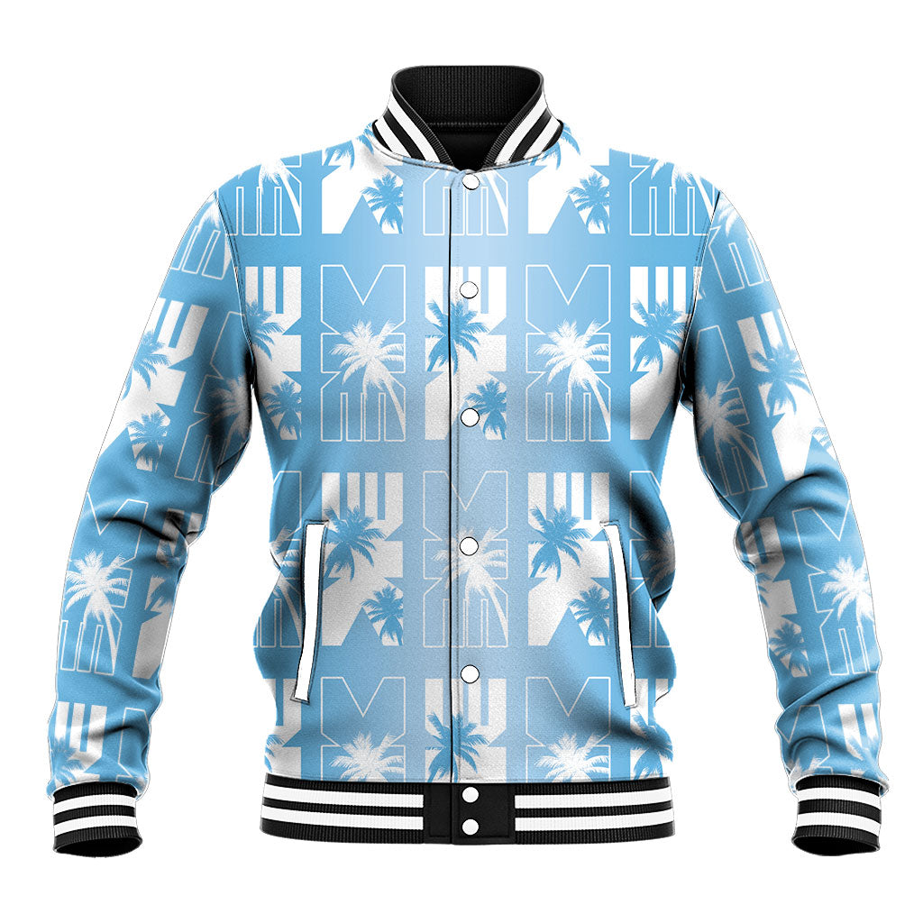 Bula Fiji Baseball Jacket Blue Makare Masi Tapa Pattern LT05 Unisex Blue - Polynesian Pride