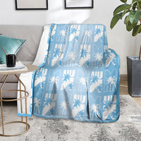 Bula Fiji Blanket Blue Makare Masi Tapa Pattern LT05 - Polynesian Pride