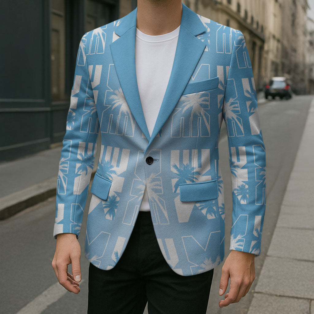Bula Fiji Blazer Blue Makare Masi Tapa Pattern LT05 - Polynesian Pride