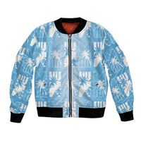 Bula Fiji Bomber Jacket Blue Makare Masi Tapa Pattern LT05 Unisex Blue - Polynesian Pride