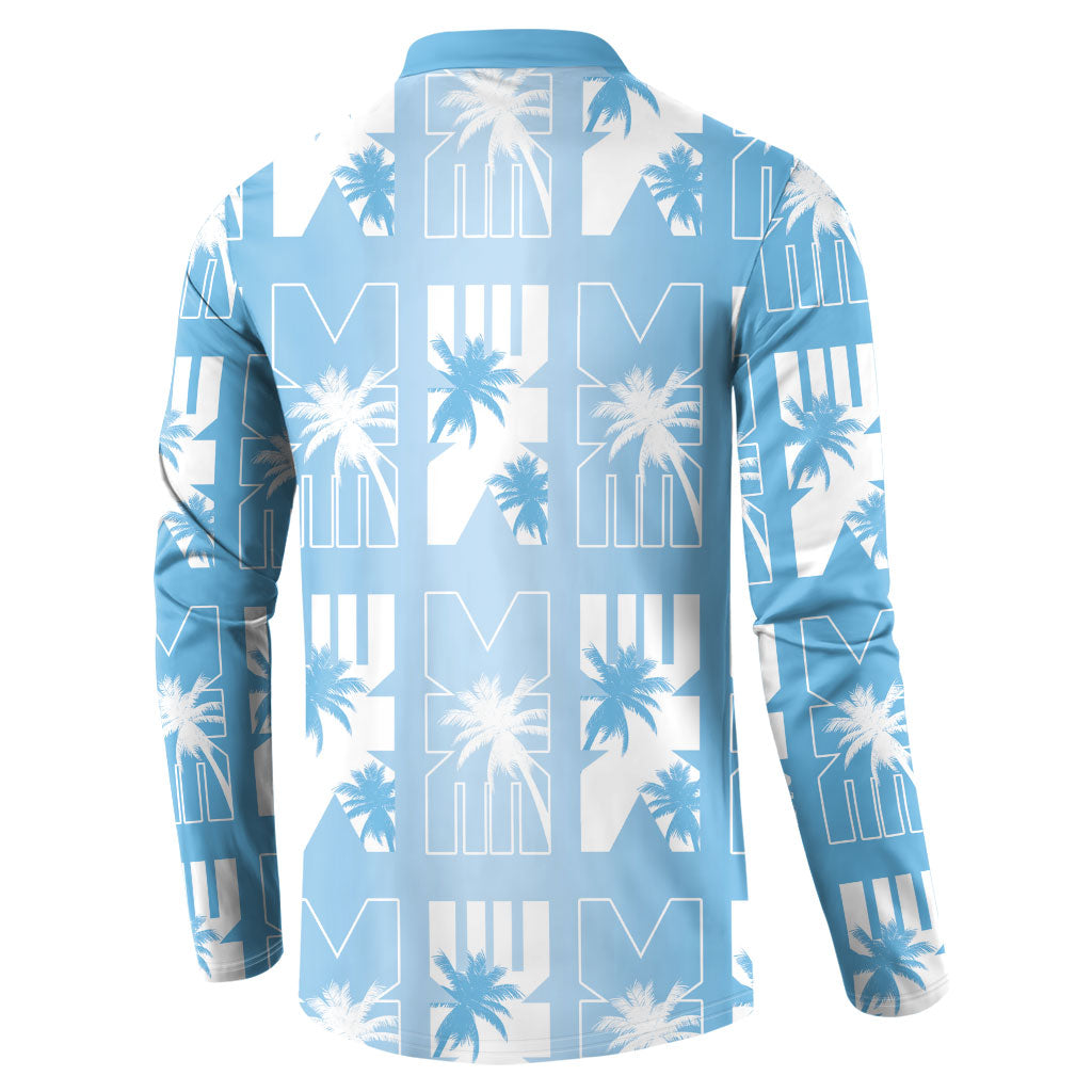 Bula Fiji Button Sweatshirt Blue Makare Masi Tapa Pattern LT05 - Polynesian Pride