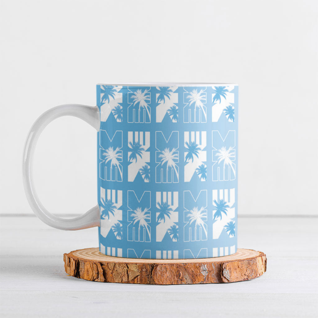 Bula Fiji Ceramic Mug Blue Makare Masi Tapa Pattern LT05 Blue - Polynesian Pride