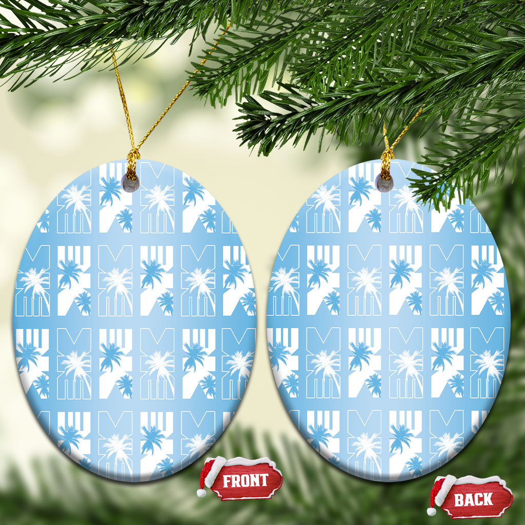 Bula Fiji Ceramic Ornament Blue Makare Masi Tapa Pattern