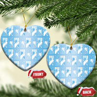 Bula Fiji Ceramic Ornament Blue Makare Masi Tapa Pattern