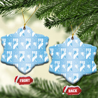 Bula Fiji Ceramic Ornament Blue Makare Masi Tapa Pattern